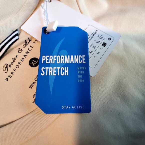 Porter & Ash Mens Performance Stretch Tee Size  XL Colorblock Beige/White/Black - Picture 8 of 10